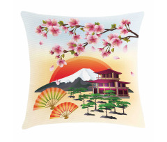 Building Sakura Sunrise Pillow Cover