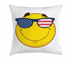 USA-Themed Emoji Sun Face Pillow Cover