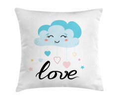 Love Cursive Text and Clouds Pillow Cover