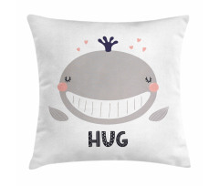 Cheerful Whale Hug Lettering Pillow Cover