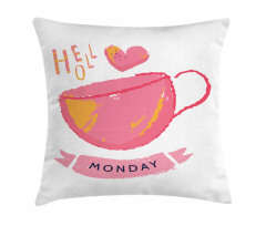 Hello Monday Text and a Mug Pillow Cover