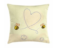 Buzzing Flies Heart Shape Pillow Cover