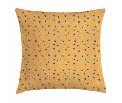 Flies and Hexagon Shapes Pillow Cover