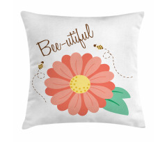 Bee-utiful Floral Scene Pillow Cover