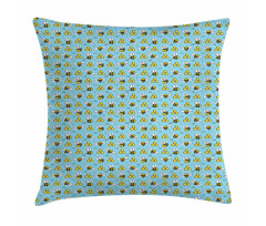 Cartoon Style Happy Bees Pillow Cover