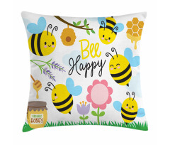 Bee Happy Spring Garden Pillow Cover