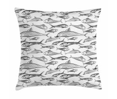 Sketch of Underwater Lives Pillow Cover