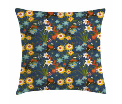 Vintage Birds Blossoms Art Pillow Cover