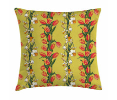 Tulips and Daffodils Pattern Pillow Cover