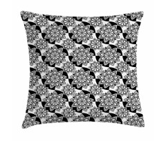 Monochrome Top View Flowers Pillow Cover