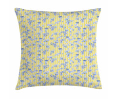 Forget Me Not Flowers Lines Pillow Cover