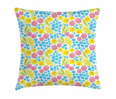 Spring Daffodil Tulip Mimosa Pillow Cover