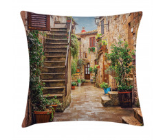 Old Stone Street Houses Pillow Cover