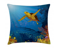 Coral Reef Fish Turtle Pillow Cover
