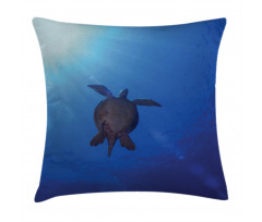 Sea Turtle in Deep Sea Pillow Cover