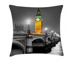 Big Ben Bridge Night Pillow Cover