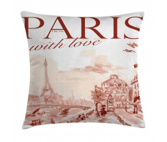 Vintage Watercolor Paris Pillow Cover