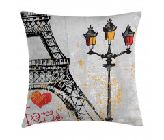 Grunge Eiffel Europe Pillow Cover