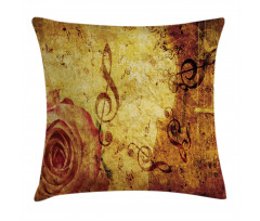 Old Rose Music Note Shabby Pillow Cover