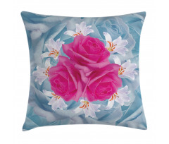 Graphic Roses and Lilies Pillow Cover