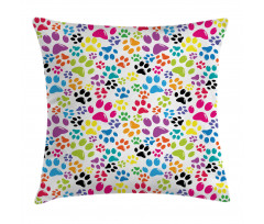Cartoon Dog Paw Traces Pillow Cover