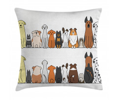 Dog Family in a Row Pillow Cover