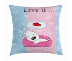 Puppies on Sofa Heart Shape Pillow Cover
