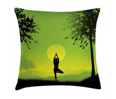 Sunset Sky in Forest Pillow Cover