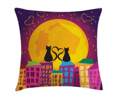 Cats on the Roof Heart Pillow Cover
