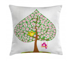 Heart Shape Tree Blossom Pillow Cover