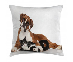 Cat Dog Friends Portrait Pillow Cover