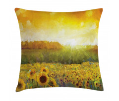 Golden Sunflower Field Pillow Cover