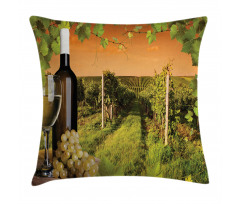 Bottle Grapes Sunset Pillow Cover