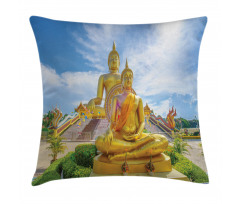 Mediate Statue Building Pillow Cover
