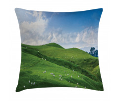 Sheep and Blue Sky Pillow Cover