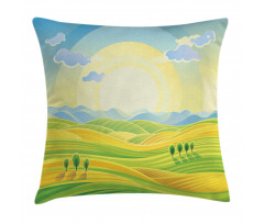 Sunny Rural Scenery Pillow Cover