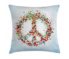 Peace Sign with Hearts Pillow Cover
