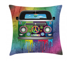 Old Style Hippie Van Pillow Cover