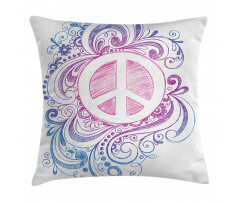 Peace Sign and Swirls Pillow Cover