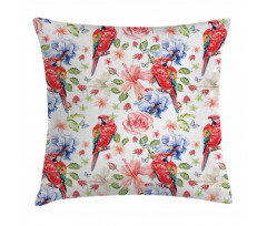 Parrots Iris and Roses Pillow Cover