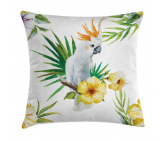 Hibiscus with Wild Birds Pillow Cover
