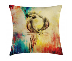 Vintage Grunge Parrot Pillow Cover