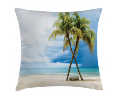 Beach Palm Trees Rock Pillow Cover