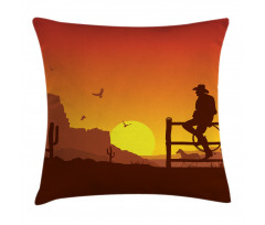 Wild West Sunset Scene Pillow Cover