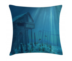 Sun Rays over Ruins Sea Pillow Cover
