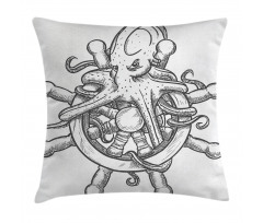 Sketch Sailboat Wheel Pillow Cover
