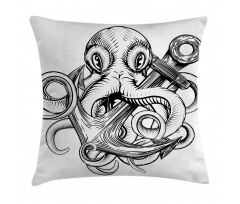 Octopus Ship Sketch Pillow Cover