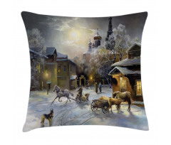 Winter Rural Landscape Pillow Cover