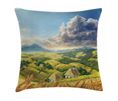 Summer Rural Houses Pillow Cover