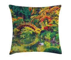 Garden with Old Bridge Pillow Cover